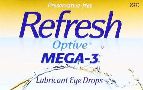 Refresh Optive MEGA-3 Lubricant Eye Drops Preservative-Free Artificial Tears, 0.01 fl oz (0.4 mL), 30 Single-Use Containers