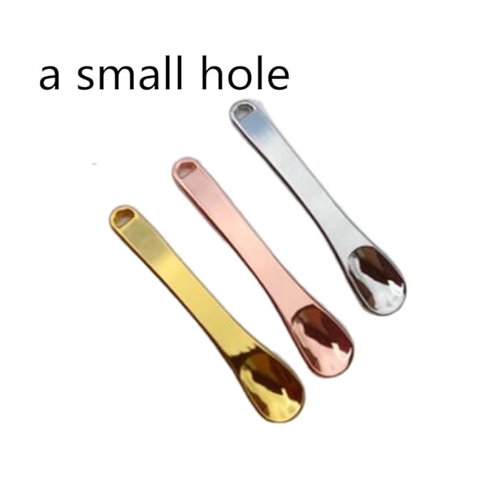 Honkenda 3 Pcs Metal Makeup Spatula Spoon, Reusable Mini Cosmetic Beauty Scoop for Facial Cream, Lotions, Moisturizers, Face Mask (Gold, Silver, Rose Gold)