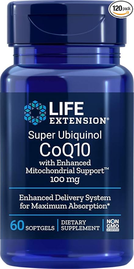 Super Ubiquinol CoQ10 with Enhanced Mitochondrial Support 100mg 60 Softgels (Pack of 2)