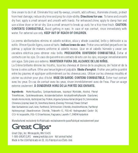 GREAT CLIPS Solutions Glossing Multi-Task Cream, 3.4oz | Taming Frizz & Fly-aways | Smooths & Softens Hair