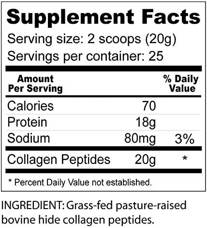 Wellness Resources Collagen Peptides - Pasture Raised, Grass Fed 100% Collagen Protein - Hydrolyzed Type I and III Collagen Peptides Powder, Unflavored (500 Grams/ 17.6 Ounces)