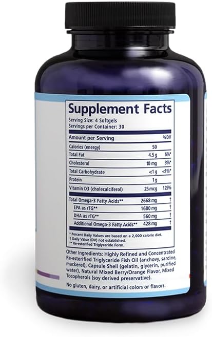 PRN De Dry Eye Omega 3 2240mg EPA Improved-Burpless-1 serving, 1-month supply