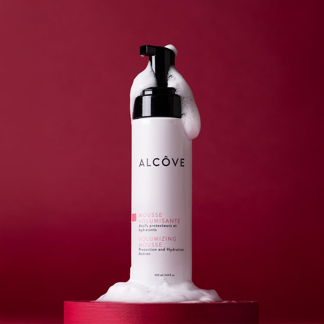 Alcôve - Volumizing Mousse - Medium Hold - Fine and Thin Hair - Lightweight Volume - Anti-frizz - Shine and Hydration - Heat Protection - Mango Extract and Sunflower Oil - Color-Safe - 8.5 oz