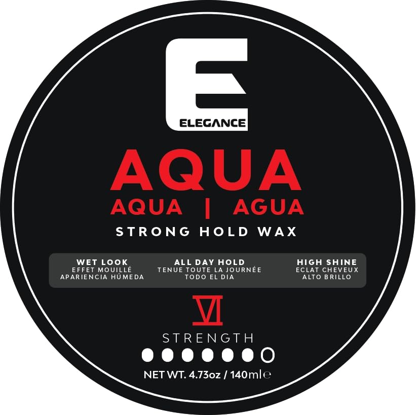 E Elegance Hair Products - Aqua Hair Styling Wax - VI Strength – Strong Hold, High Shine, Wet Look, Red/4.73 oz