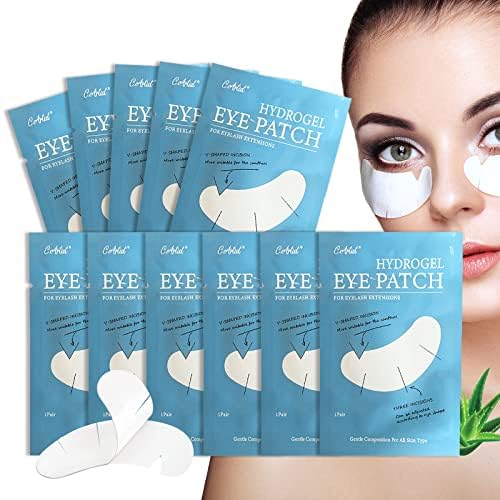 100 Pairs V-Shaped 100% Natural Eyelash Extension Under Eye Gel Pads Kit, Hydrogel Eye Patches with Collagen & Aloe Vera, Eyelash Extension Supplies Tools, Lash Tech Supplies