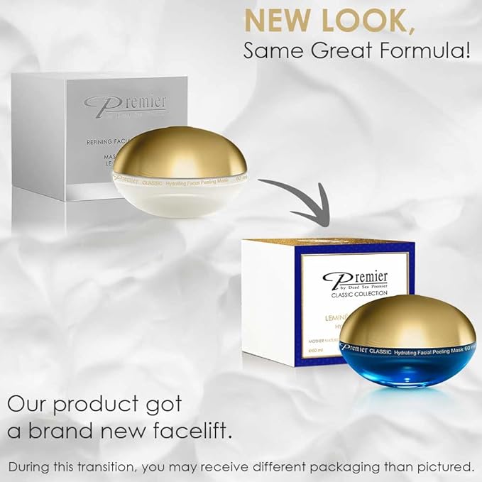 Premier Dead Sea Refining Facial Peeling gel skin care face mask, Classic collection, soft and gentle face scrub exfoliator, Deep cleans, removes dead skin cells and blackheads, anti-aging, 2.04 Fl oz