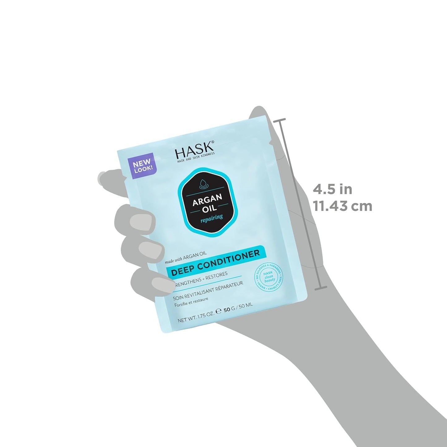 HASK Biotin Boost Thickening Dry Shampoo Duo (4.3oz-Qty 2) & Argan Oil Repairing Deep Conditioner Packette, Aluminum-Free, Sulfate-Free, Paraben-Free, Color Safe, for All Hair Types