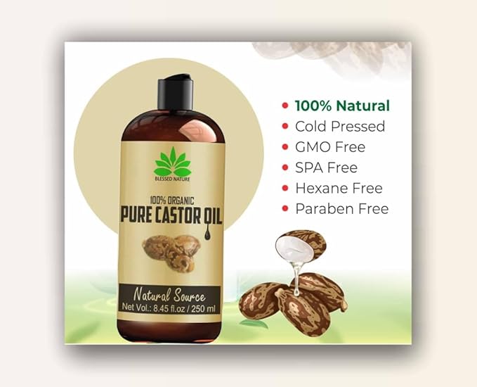Organic Castor Oil - Cold-Pressed 100% Pure for Hair, Skin, and Wellness
