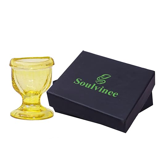 Glass Eye Wash Cup Smooth Edge, Eye Wash Cups - Eye Shaped Rim, Snug Fit Yellow Color (2 Pcs.)