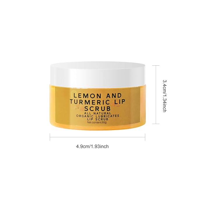 2 Pcs Turmeric Lemon Lip Scrub for Dark Lips, Natural Lightening Sugar Lip Scrub with Aloe Vera for Smokers, Lip Treatment for Lip Exfoliating, Chapped Lips