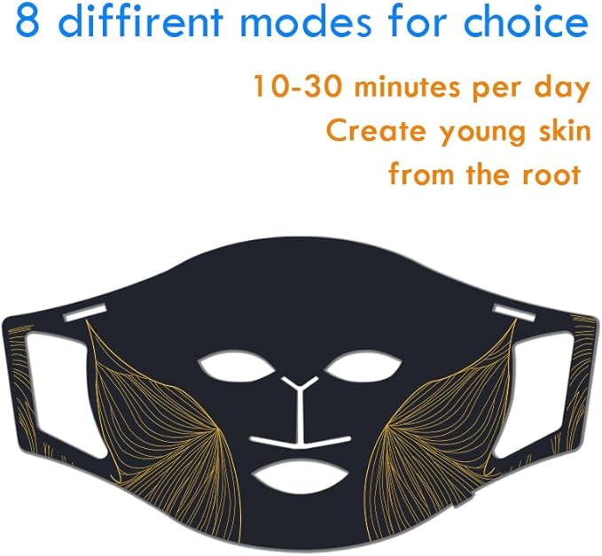 7+1 Colors Silicone Led Face Mask,LED Silicone Face Mask,LED silicone photon mask,Light therepay device,rejuvenation device,Facial Photon Beauty Device,Portable&Rechargeable!