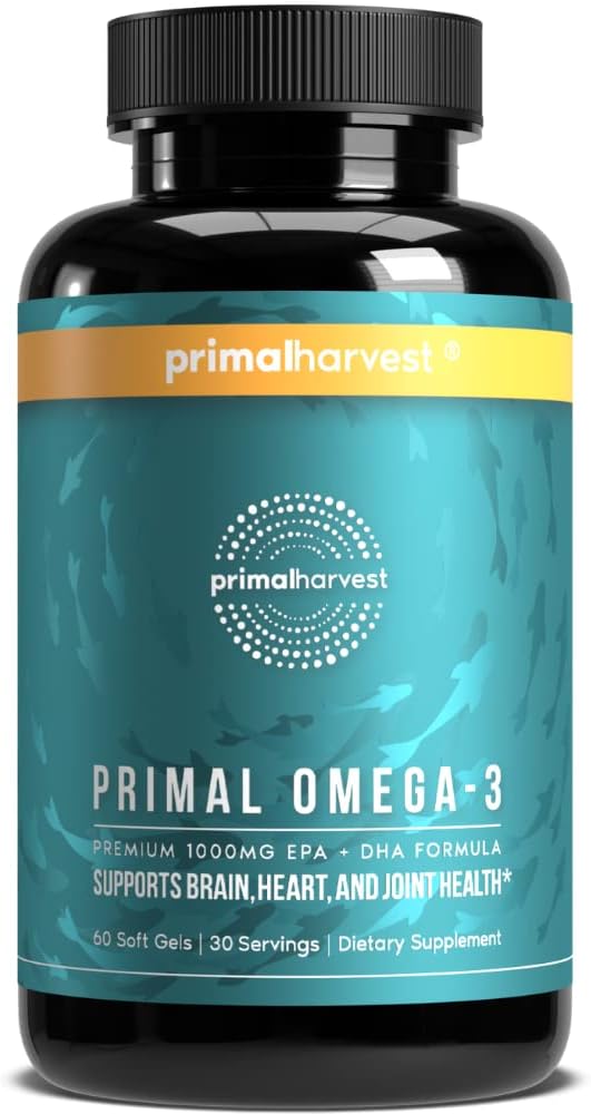 Primal Harvest Omega 3 Fish Oil 30 Servings 1000mg EPA 3 Fatty