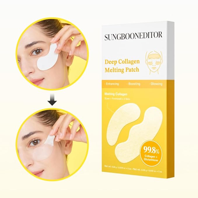 SUNGBOON EDITOR Deep Collagen Melting Patch | Real Collagen, Glutathione, Glass Skin, Skin Firming for Deep Wrinkle, Spot Correcting, Collagen Patches, Under Eye Mask, Korean Skin Care, 1.13 ounces