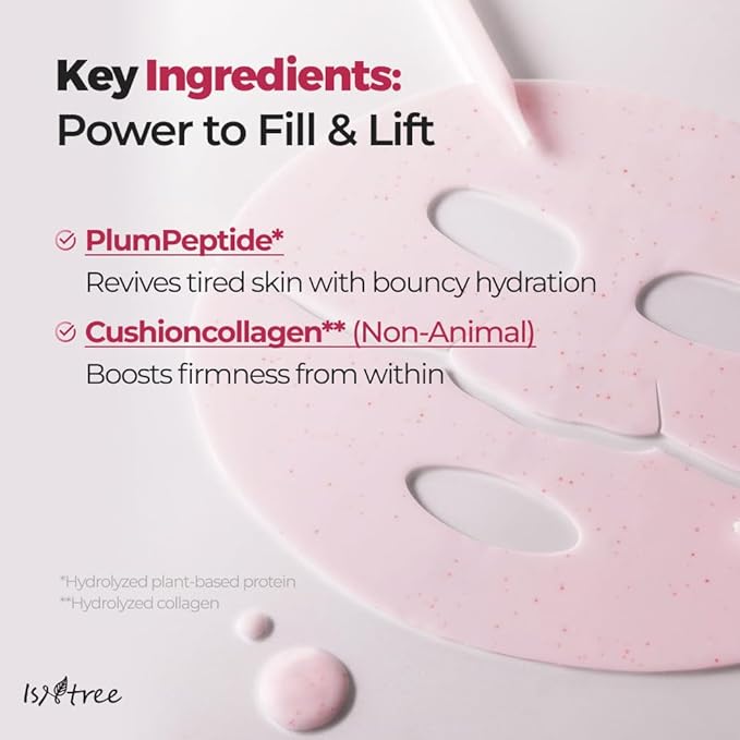 ISNTREE Plum Peptide Booster 2000s 50ml, 1.69 fl oz + Plum Peptide Plumping Gel Mask 30g*4ea