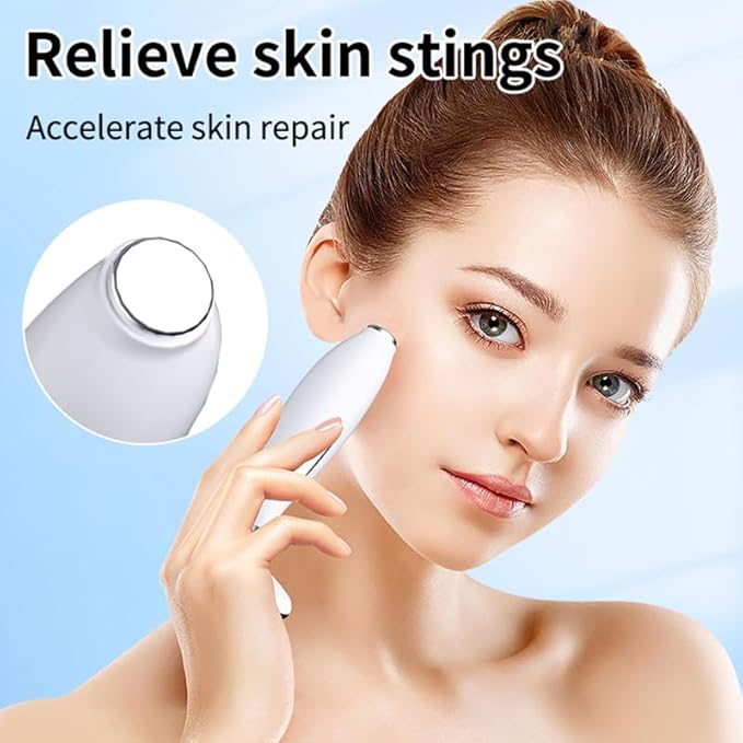 Facial Massager -7 Color Red-Light-Therapy for Face and Neck for Wrinkles, Double Chin, Vibrating Facial Massager with Thermals (White8)