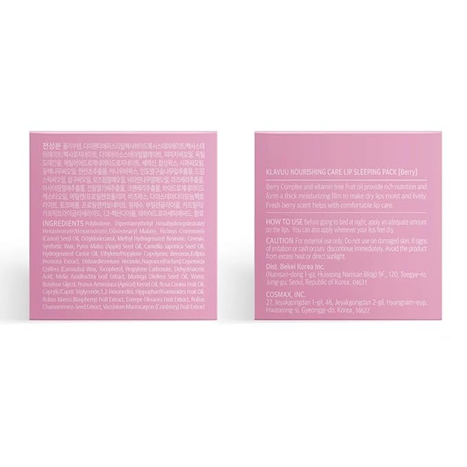 Klavuu Lip Mask Set (2PCS) โ Overnight Deep Hydrating Korean Lip Balm Treatment for Very Dry, Chapped Lips | Lip Lightening & Plumping with Instant Hydration | Gentle Exfoliating (Berry & Berry)