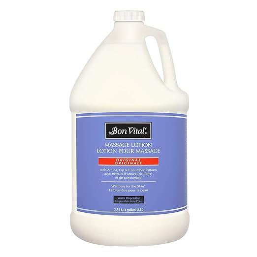 Bon Vital' Original Massage Lotion for a Versatile Massage Foundation to Relax Sore Muscles & Repair Dry Skin, Lightweight, Non-Greasy Formula to Moisturize and Repair Dry Skin, 1 Gal, Label may Vary