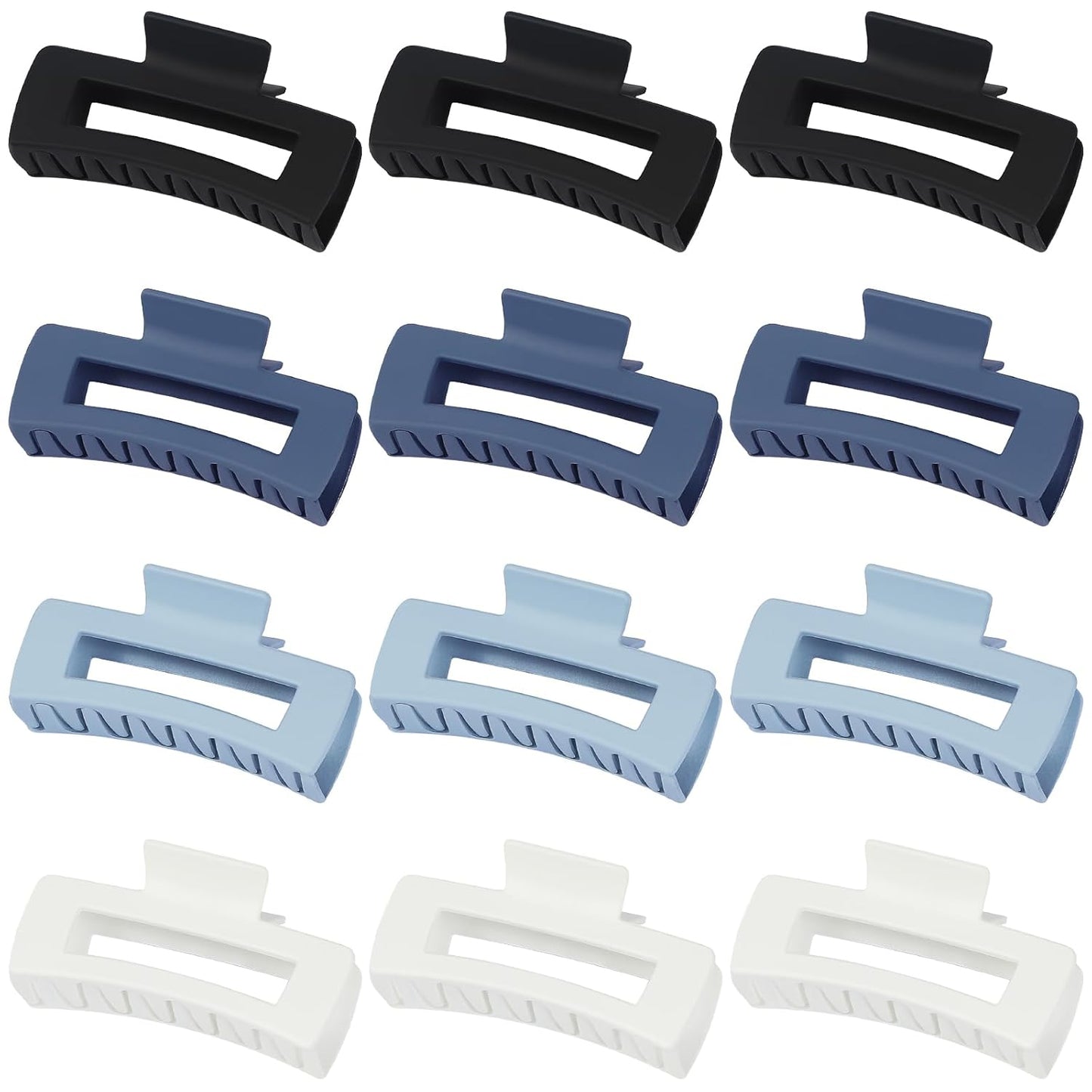 Hair Clip, 4.1 Inch Large Square Hair Claws Clips 12 Pcs for Thick Hair - Blue, for Women and Girls