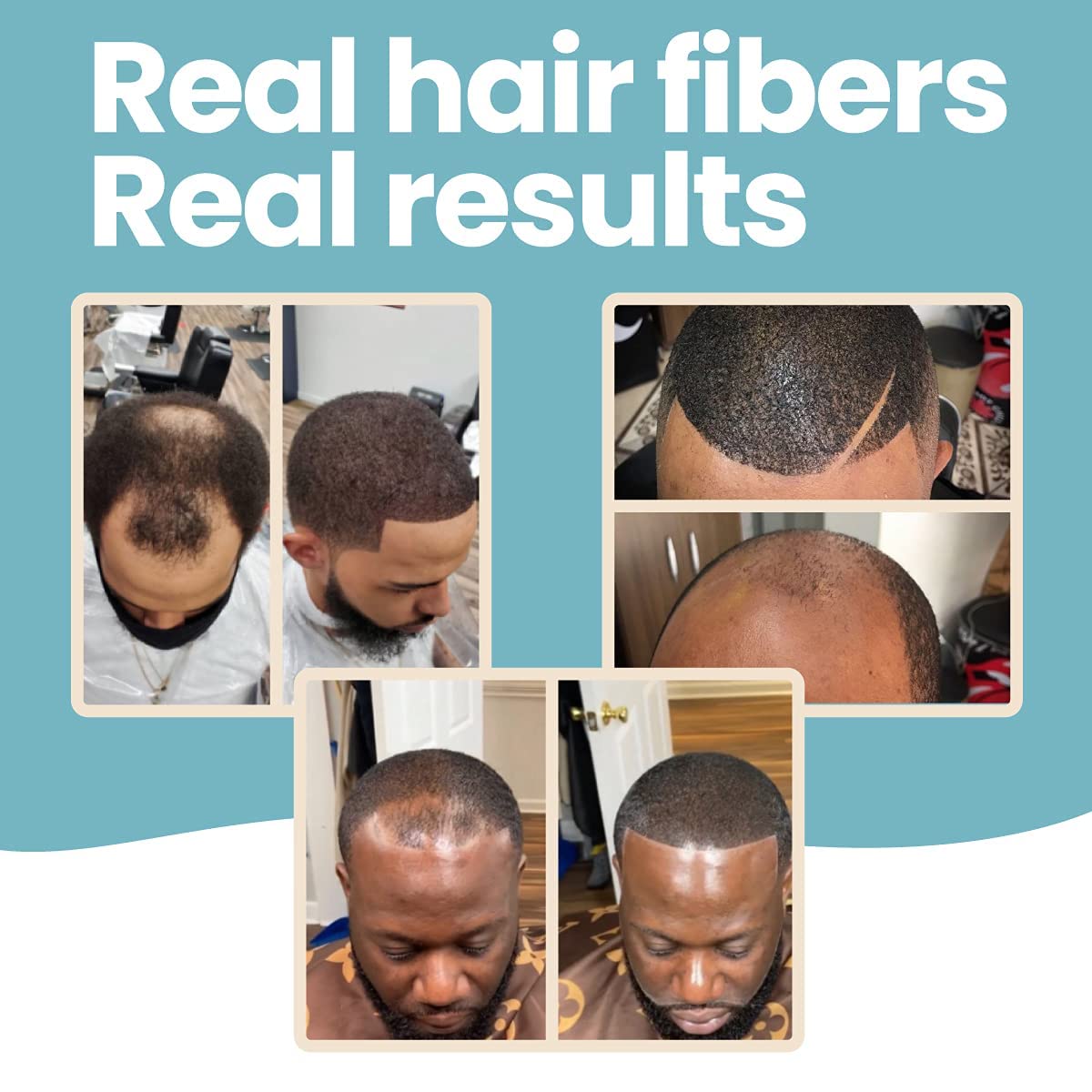 Hair Illusion Black Real Hair Fibers for Thinning Hair - 100% Natural Texture, Non Synthetic Hair Fibers - Bald Spot Cover Up for Women & Men - 38 Gram - Pack of 2