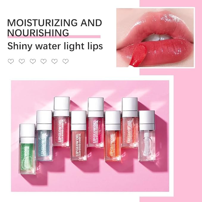 Plumping Lip Oil, Hydrating Gloss Tinted Lip Balm Transparent Lip Care, Big Brush Head Glitter Shine, Long Lasting Nourishing Non-sticky Fresh Texture(2PCS CLEAR)