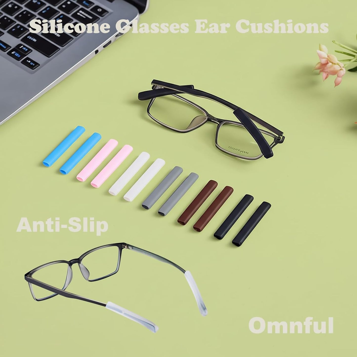 Glasses Ear Cushion, Non Slip Soft Silicone Eyeglass Ear Cushions, Anti-Slip Comfort Eyeglasses Temple Tips Sleeve Retainer, Comfort Eye Glass Ear Grips, Glasses Accessories (5 Grey Pairs)