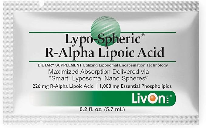 LivOn Laboratories Lypo-Spheric R-Alpha Lipoic Acid 30 Packets 226mg Per 100% Non-GMO