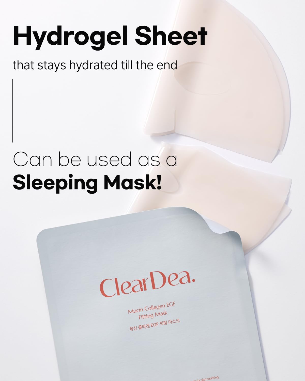 Mucin Collagen EGF Mask (Plant Mucin & 7 Collagen Complex) Hydrogel Sheet for Overnight Moisturizing Skincare, 5 Pack – Bestselling Korean Face Mask, Glass Skin Glow Up Essentials