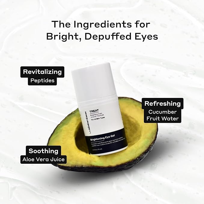 Brightening Eye Gel | Under Eye Brightener Gel For Puffy Eyes with Peptides | Soothing Eye Gel for Eye Care, Dark Circles, Fine Lines and Wrinkles - 0.5 fl oz
