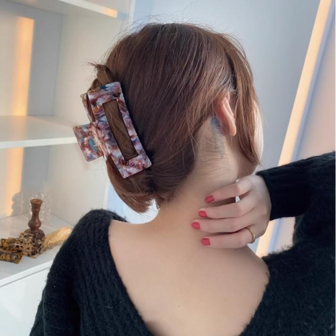 Large Tortoise Shell Claw Clip 4.1 Inch Cellulose Acetate Hair Claw, 2 Pack Banana Clips Hair Claw Clips for Thick Curly Hair, Hair Jaw Clamp Fashion Hair Accessories for Women Ladies