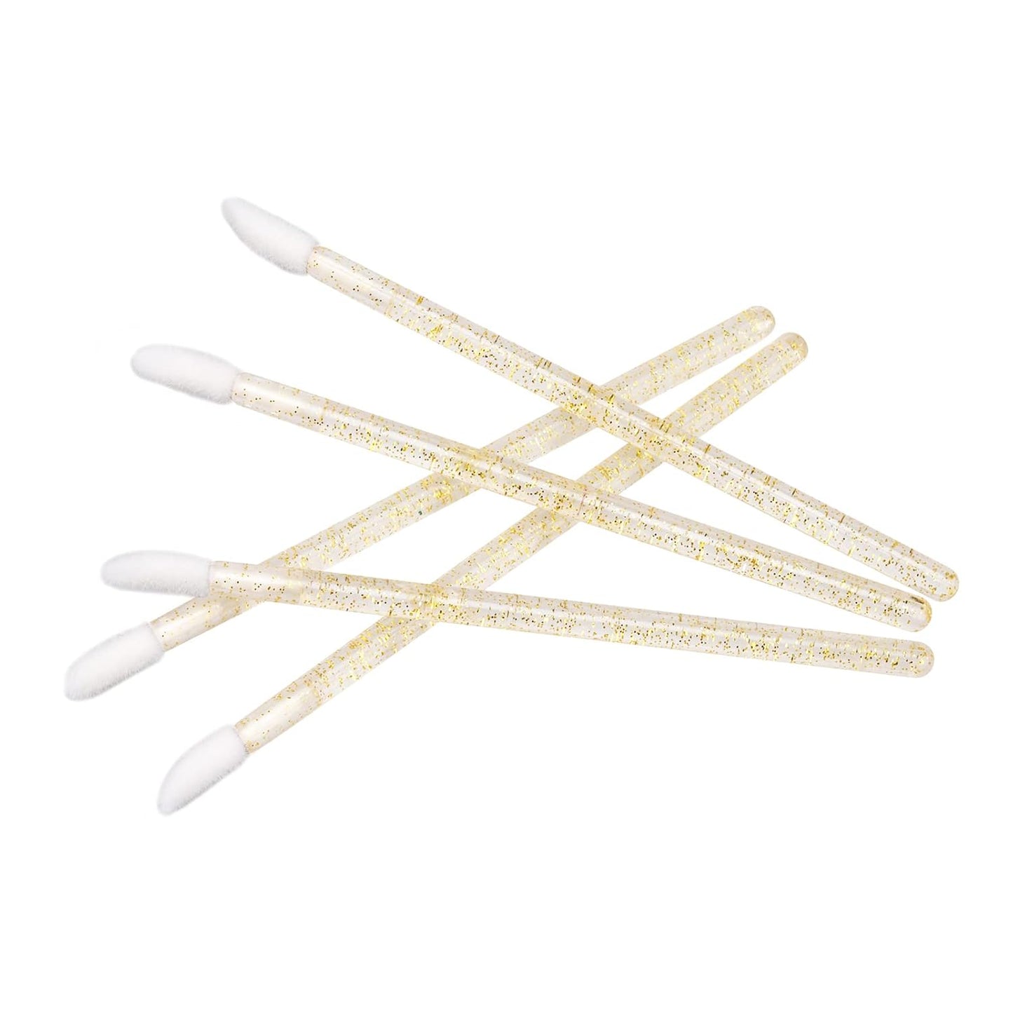 G2PLUS 300PCS Lip Brushes, Crystal Disposable Lip Brushes, Glitter Gold Lip Gloss Applicators, Lipstick Gloss Wands Applicator Makeup Tool Kits for Lipstick and Lip Gloss