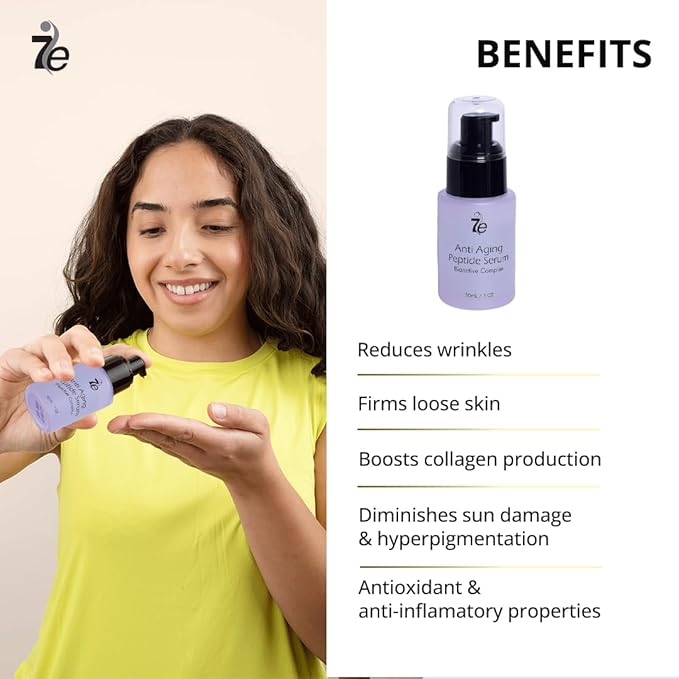 7E Wellness:Anti-Aging Peptide Serum, Anti-Wrinkle Copper Peptide Serum With Hyaluronic Acid & Polypeptides - Supports Collagen & Elastin Production | Brightening, Firming & Hydrating for Face