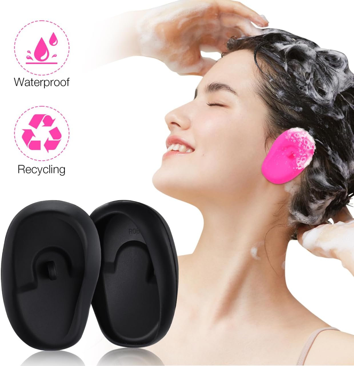 Silicone Ear Protectors, 4pairs Anti-Slip Ear Covers Waterproof Ear Protective Cover for DIY Hair Dye, Washing Hair, Shower