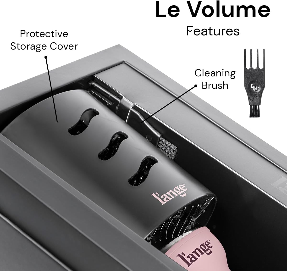 L'ANGE HAIR Le Volume 2-in-1 Titanium Blow Dryer Brush | Hot Air Brush for Hair Drying & Styling | Ionic Oval Barrel for Smooth, Frizz-Free Volume | (Blush – 75mm)