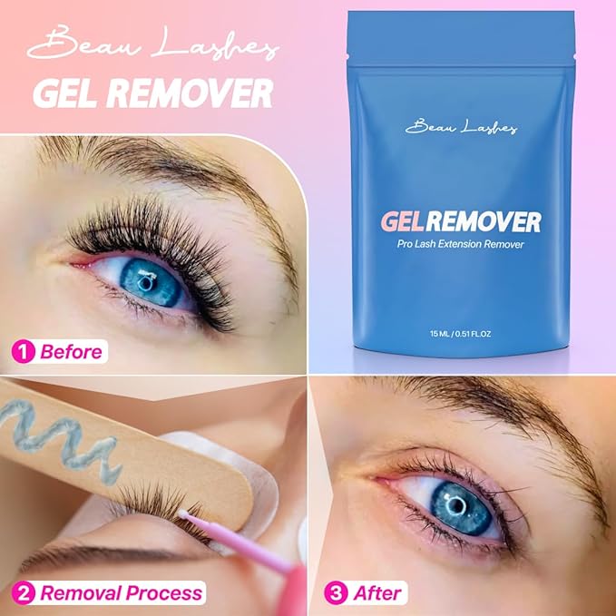 100 Pairs Under Eye Pads & Eyelash Extension Remover Gel | Lint Free Hydrogel Eye Patches for Lash Extensions & Lift | Effective Lash Glue Remover Gel for The Strongest Adhesives