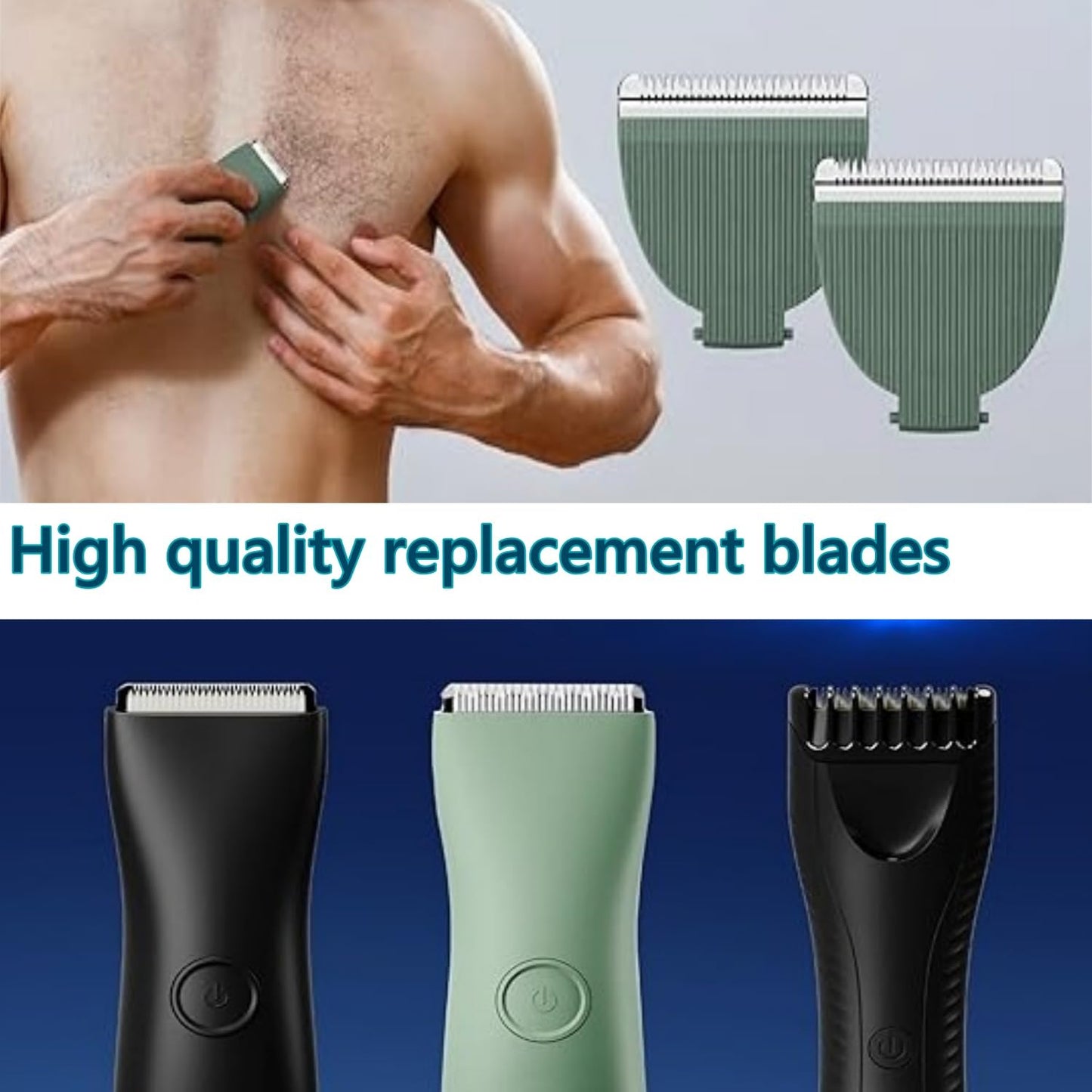 Replacement Blades for Meridian Trimmer, trimmer replacement blade for meridian electric Body,Hygienic Ceramic Replacement Blades Onyx Sage, 2 Pack Green