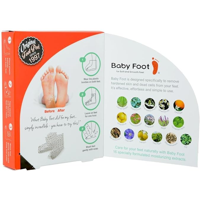 Baby Foot - Original Foot Peel Exfoliator For Men - Foot Peel Mask - Repair Rough Dry Cracked Feet and remove Dead Skin, Repair Heels and enjoy Baby Soft Smooth Feet 2.7 Fl. Oz. Mint Scented Pair