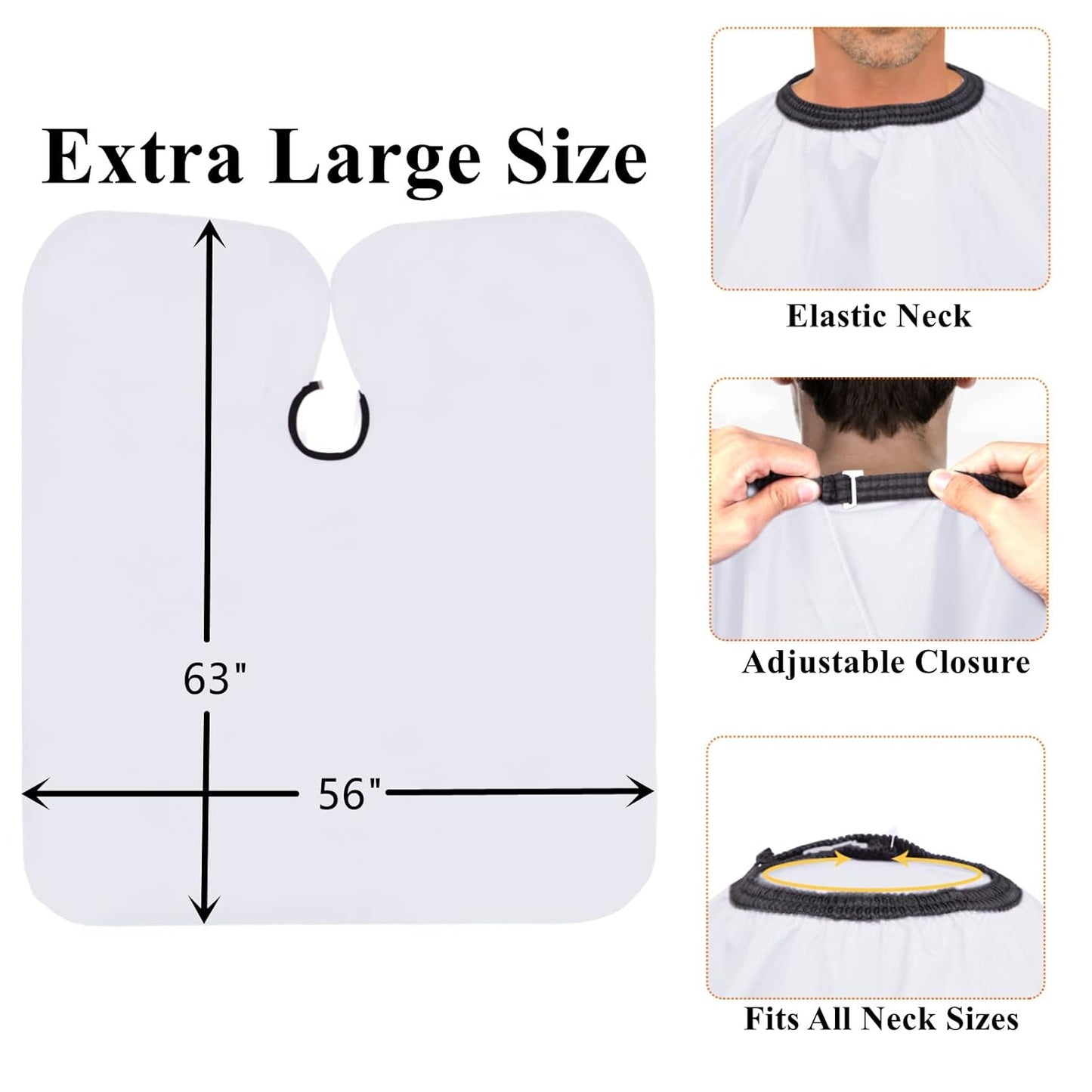 Professional Salon Hair Cutting Cape,56x63 inches Large Hairdresser Cape for Haircut,Coloring,Makeup,Styling and More,(White)