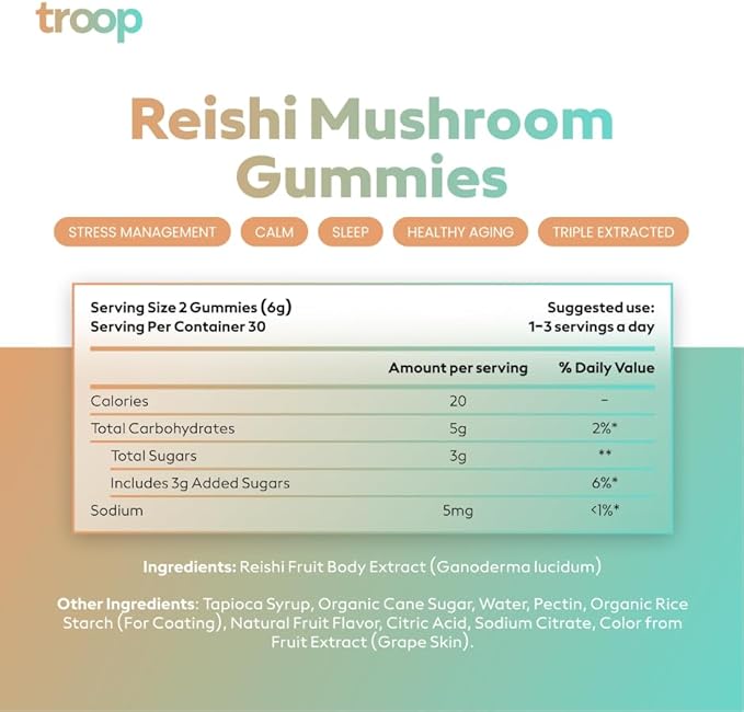 Troop Daily Mushroom Reishi Gummy 60 Count