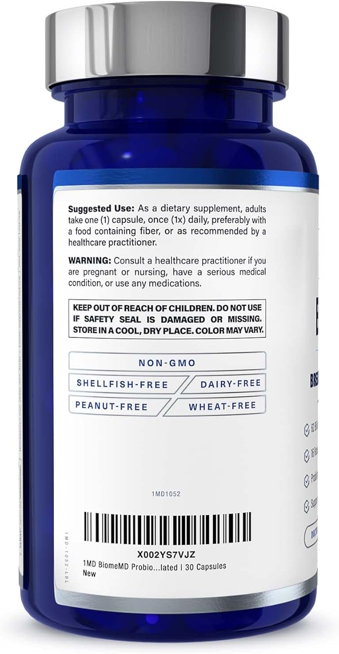 1MD Nutrition BiomeMD Probiotics for Women 62 Billion 16 Strains 30 Capsules (2-Pack)