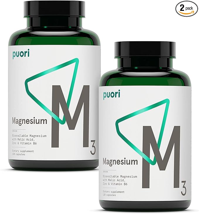 Puori Organic Magnesium Zinc Supplement 300mg - 240 Vegan M3 Complex B6