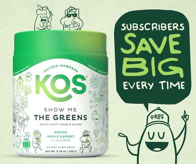 KOS Organic Super Greens Powder Erythritol Free 28 Servings