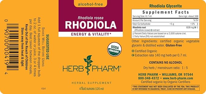 Herb Pharm Certified Organic Rhodiola Root 4 Ounce