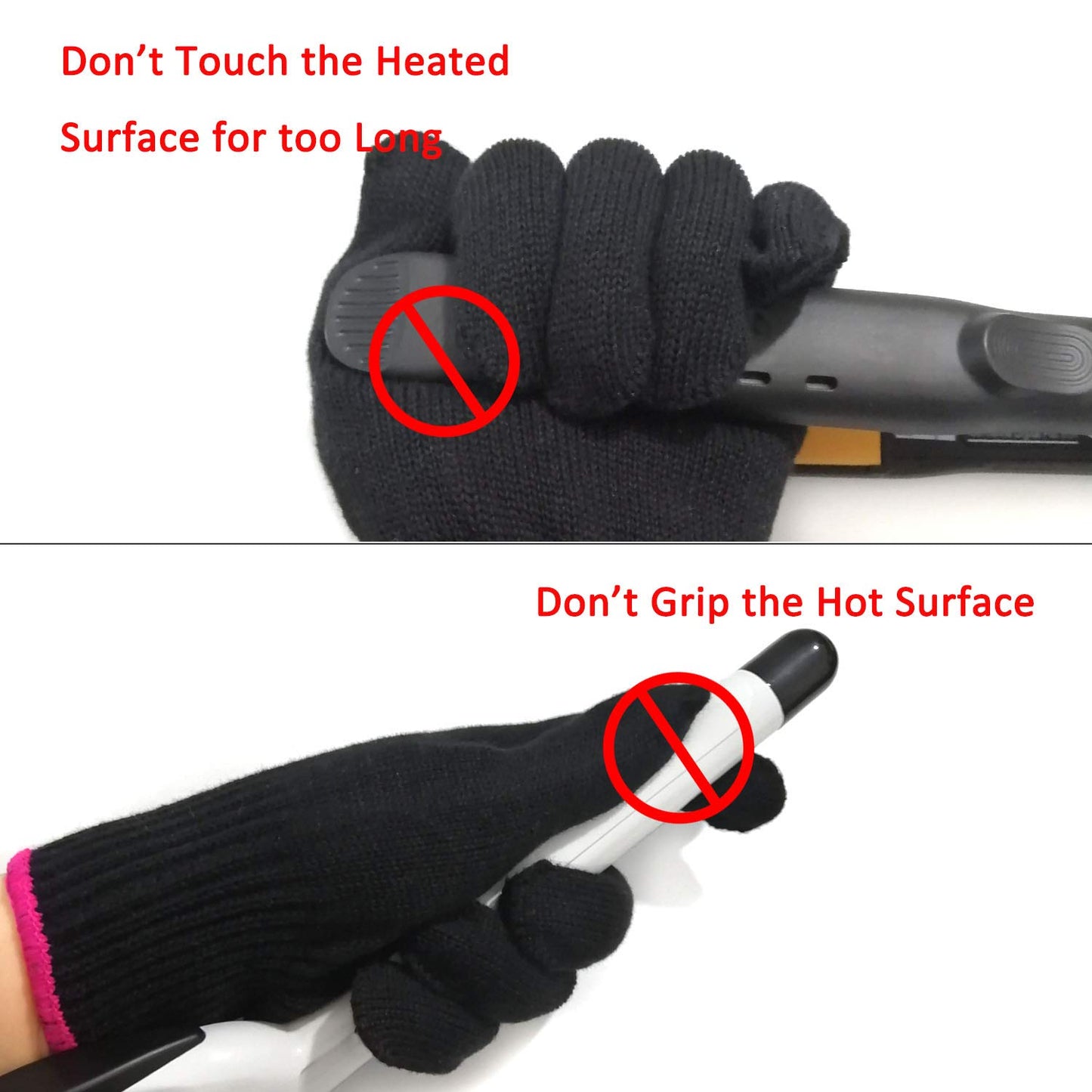 Lessmon Professional Heat Resistant Glove for Hair Styling Heat Blocking for Curling, Flat Iron and Curling Wand Suitable for Left and Right Hands, 1 Piece, Pink Edge