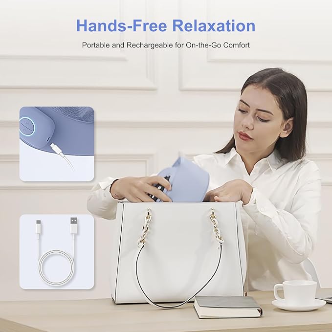 Head Massager for Fatigue Relief, Eye Massager with Heat, Head and Eye Massage for Stress Relief, Bluetooth-Capable, Rechargeable, Ideal for Rest & Relaxation,Avoid Walking/Reading While Using