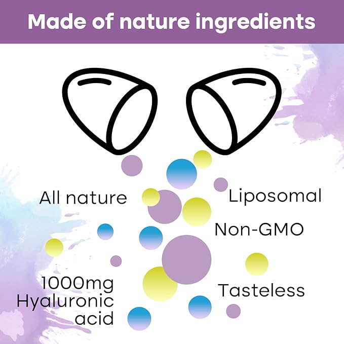 Liposomal Hyaluronic Acid 1000mg, High BioavailabilityHyaluronic Acid Capsules, Dietary Supplement Support Skin and Joint Lubrication, 120 Capsules (Pack of 2)