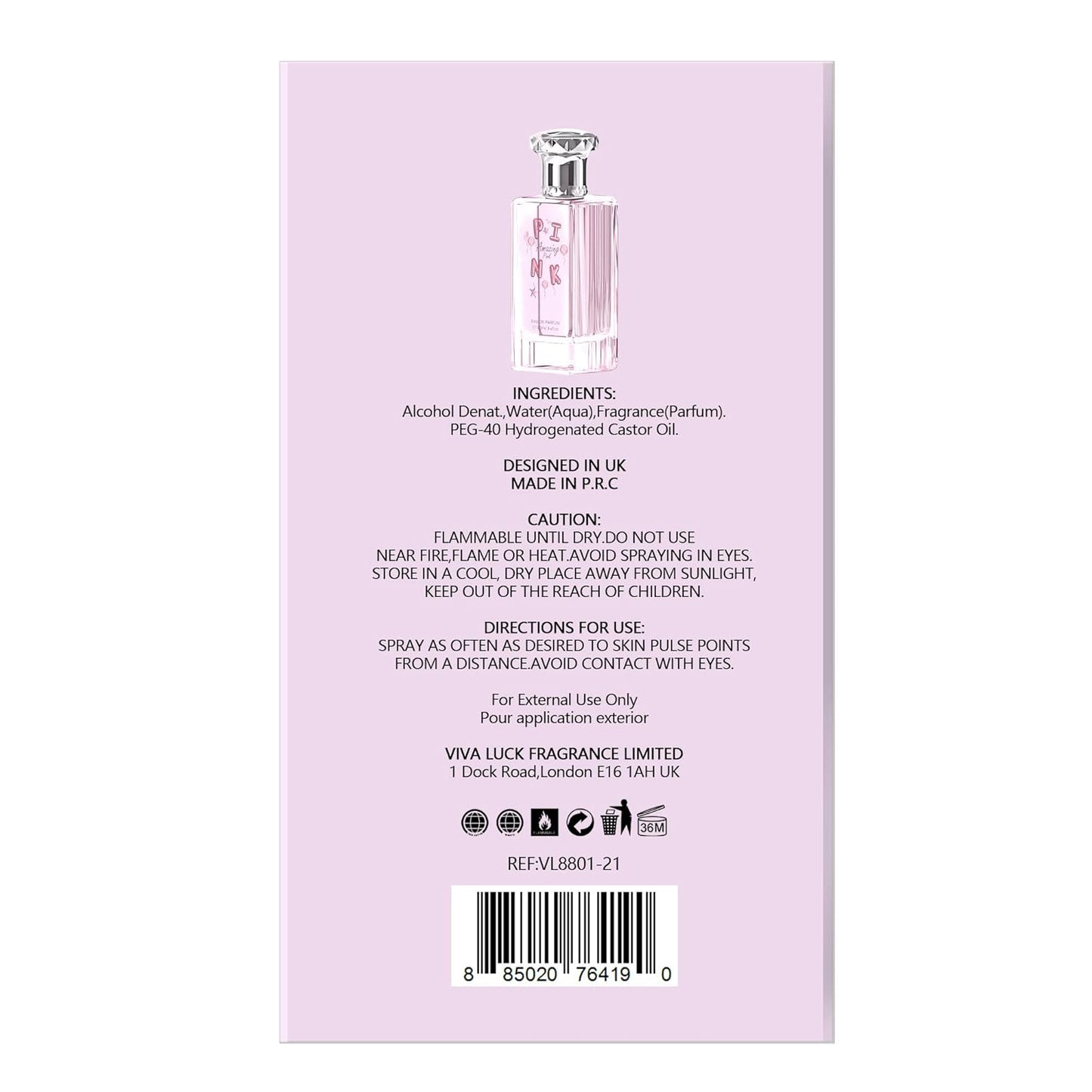 Hybrid & Company Women Amazing Pink Pour Femme Eau De Parfum Vaporisateur Natural Spray 3.4 Fl Oz