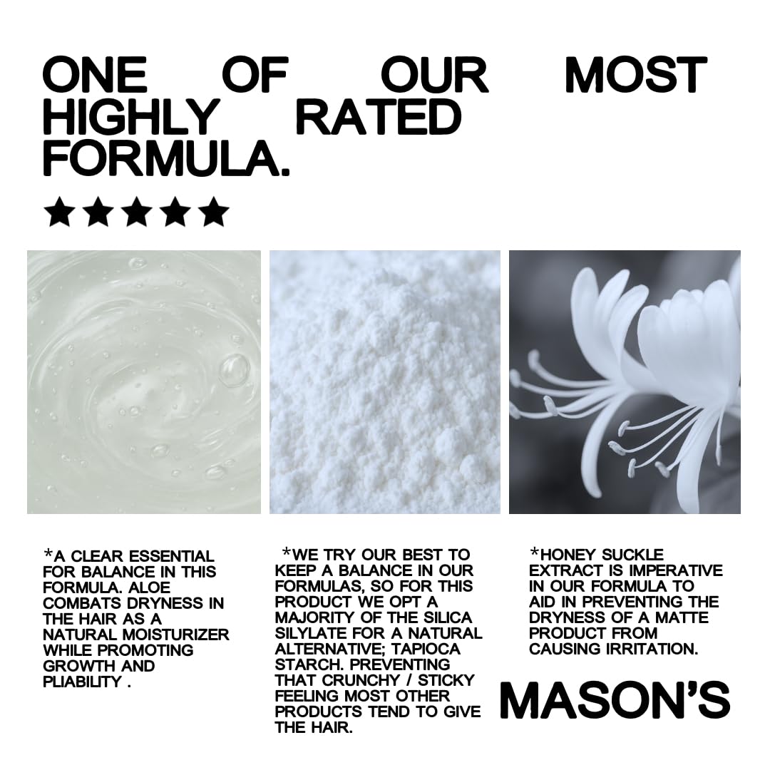 Mason's Texture Powder for Men – Lightweight Hair Texture & Styling Powder with Strong Hold, Matte Finish, Citrus Scent – Volumizing, Non-Sticky Texture Spray – 8.75g