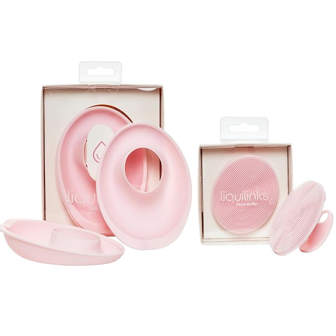 Skincare Essentials Bundle - Silicone Spa Accessories - Beauty Set for Teen Girls (Blush Pink LiquiBands and Face Buffer)