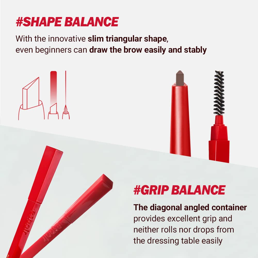 Espoir The Brow Balance Pencil #2 Cool Gray | Eye Brow Pencil that's Natural and Easy to Draw without Clumping | A Detailed and Rich Eyebrow Texture | Korean Makeup