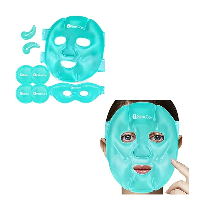 Ice Face Eye Mask for Dark Circles and Puffiness Cold Warm Compress, Gel Cold Cooling Face Mask Package for Women and Men, Migraines, Headache, Stress and Relaxation